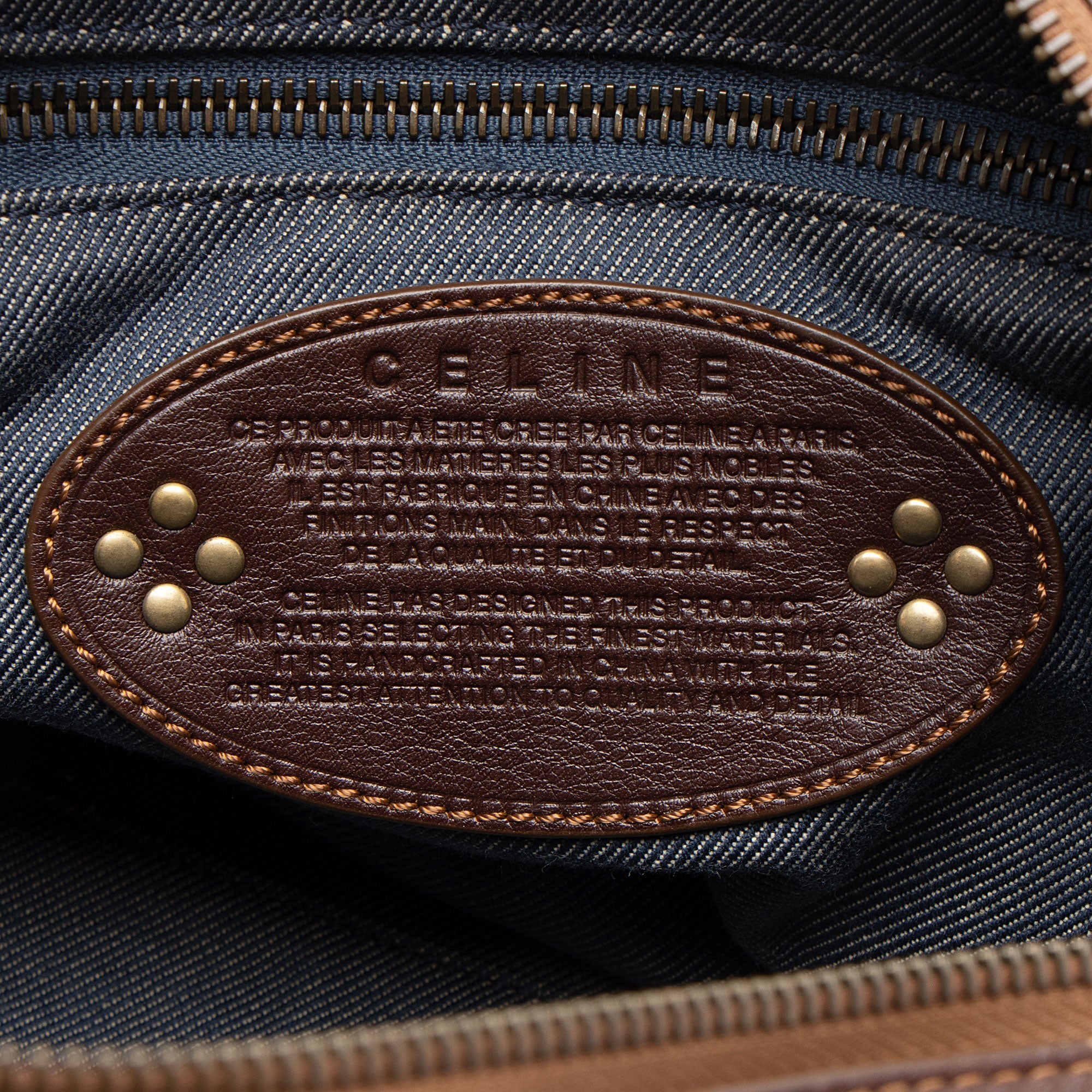 Celine Vintage Macadam Denim Small Satchel (SHF-7wuKrh)