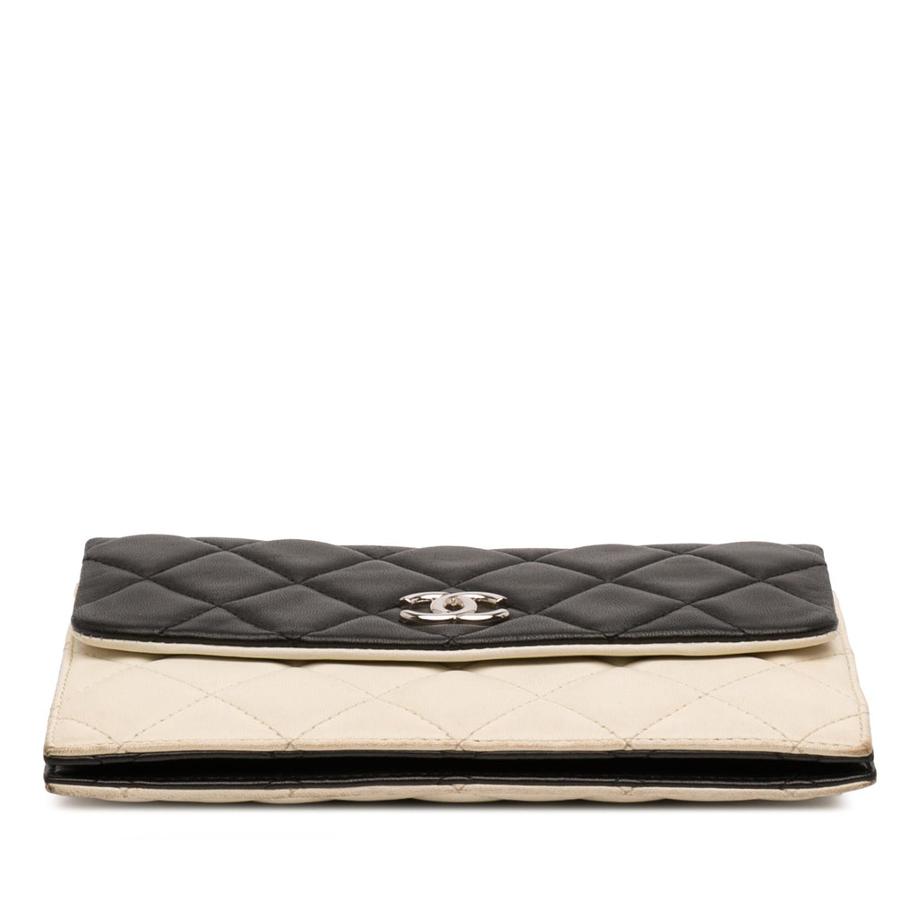 Chanel CC Bicolor Quilted Lambskin Double Sided Wallet on Chain