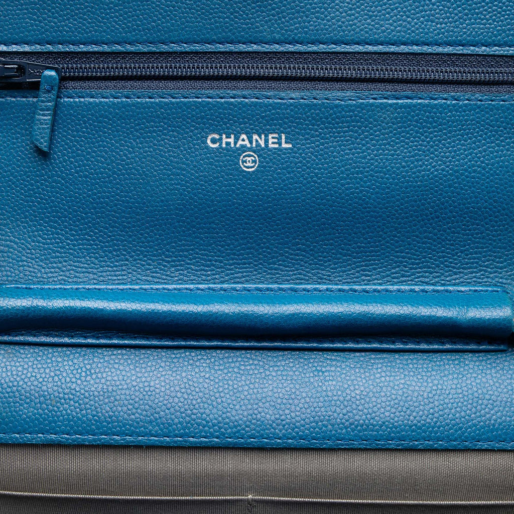 Chanel CC Caviar Sevruga Wallet On Chain