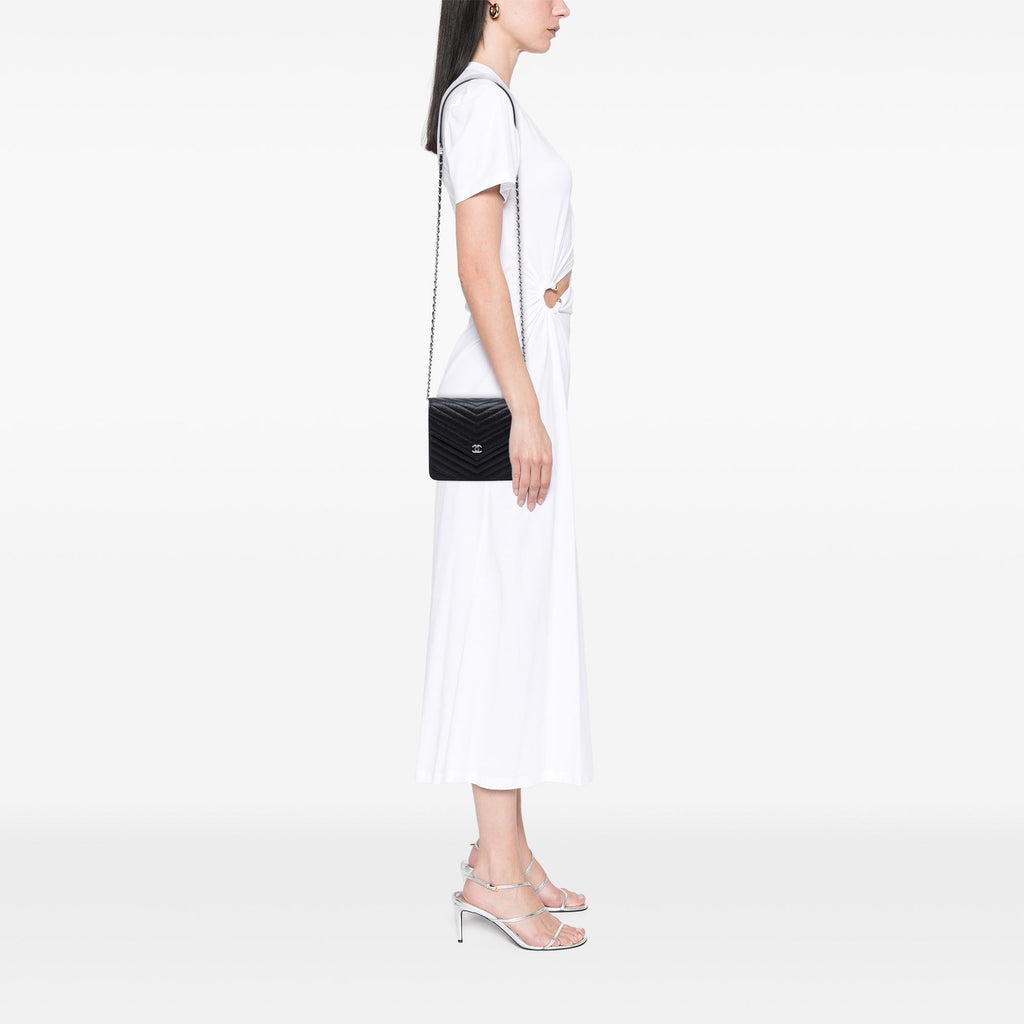 Chanel CC Chevron Caviar Square Wallet On Chain