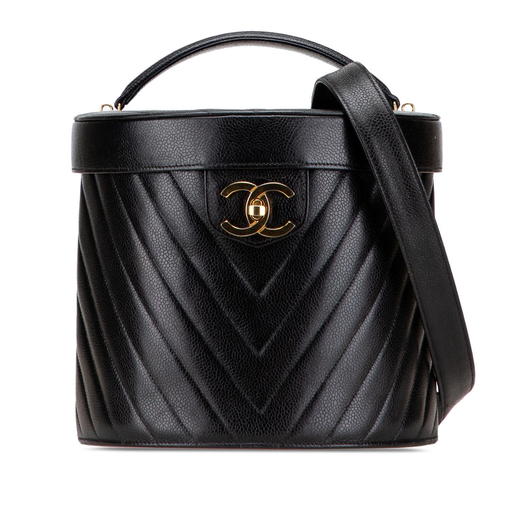 Chanel CC Chevron Caviar Turnlock Vanity Bag