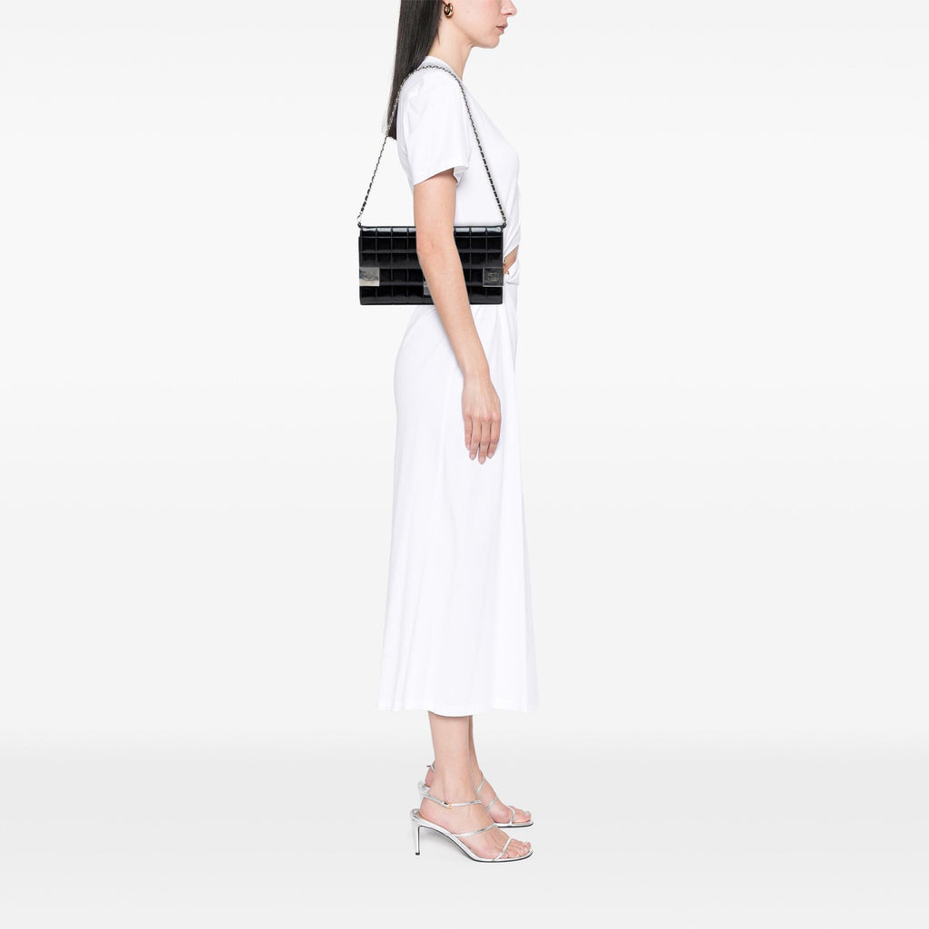 Chanel CC Chocolate Bar Patent Clutch on Chain