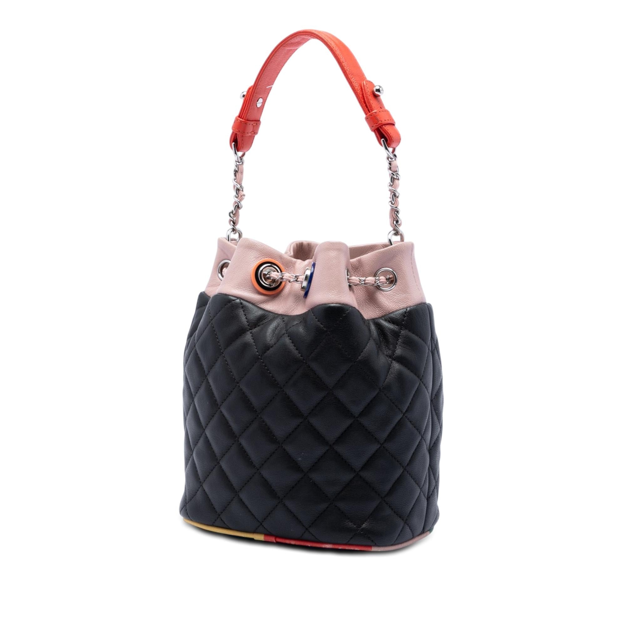 Chanel CC Multicolor Quilted Lambskin Cuba Drawstring Bucket Bag