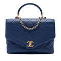 Chanel CC Quilted Calfskin Metal Top Handle Envelope Flap
