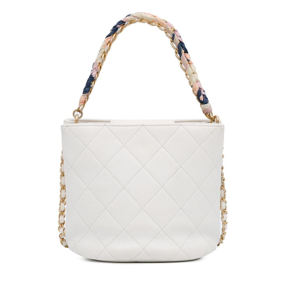 Chanel CC Quilted Caviar Chain Scarf Handle Bucket Bag (SHG-AuAIp1)
