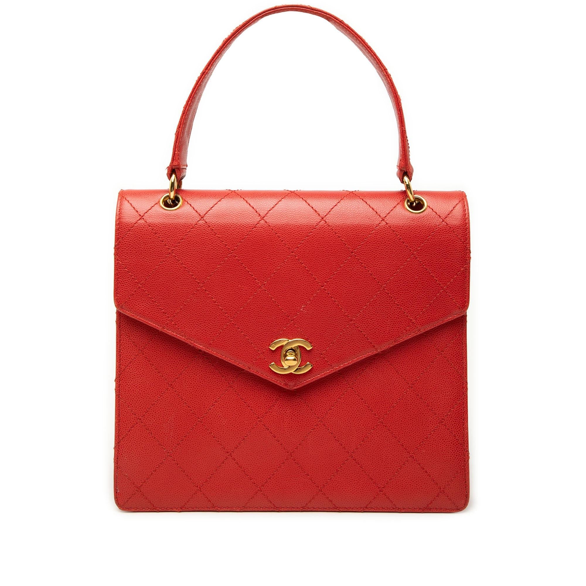 Chanel CC Quilted Caviar Turnlock Top Handle