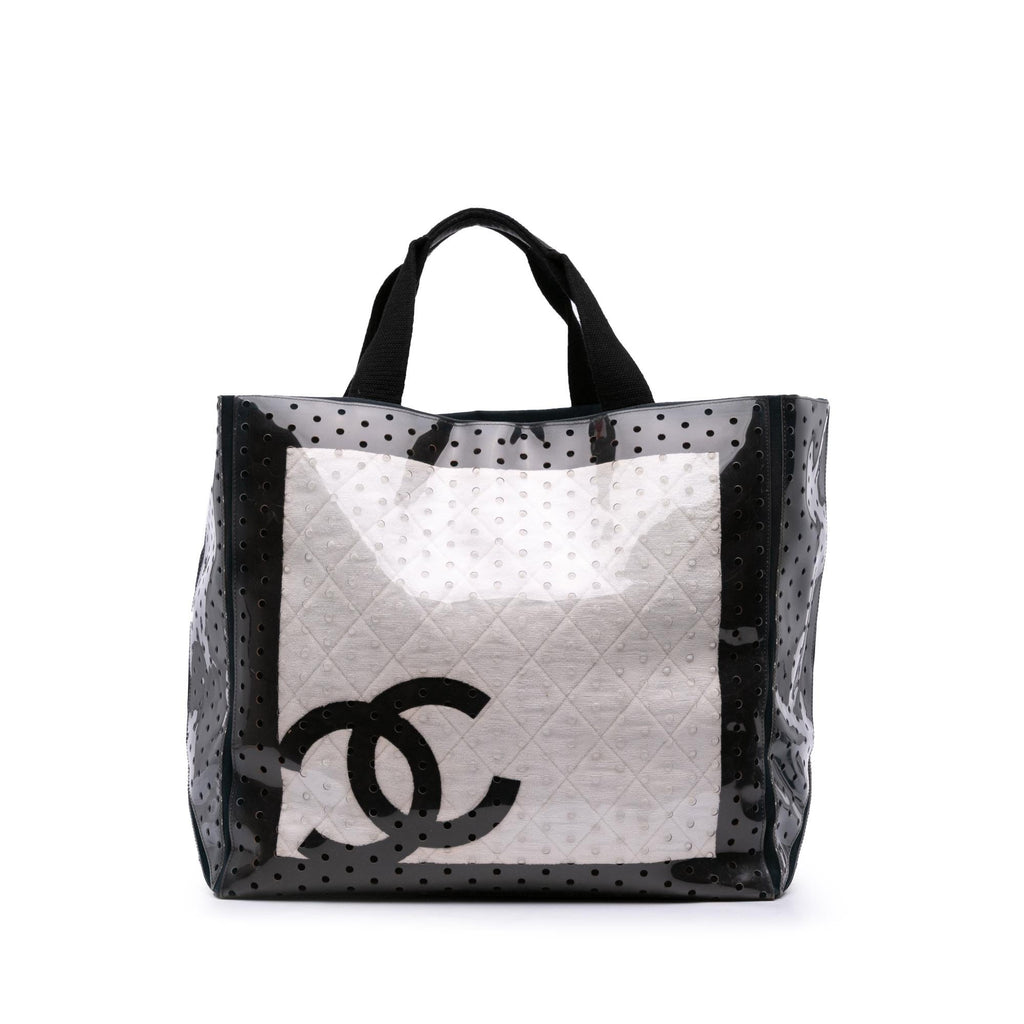 Chanel CC Quilted Cotton and PVC Punching Tote
