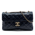 Chanel CC Quilted Crackled Glazed Calfskin Accordion Flap