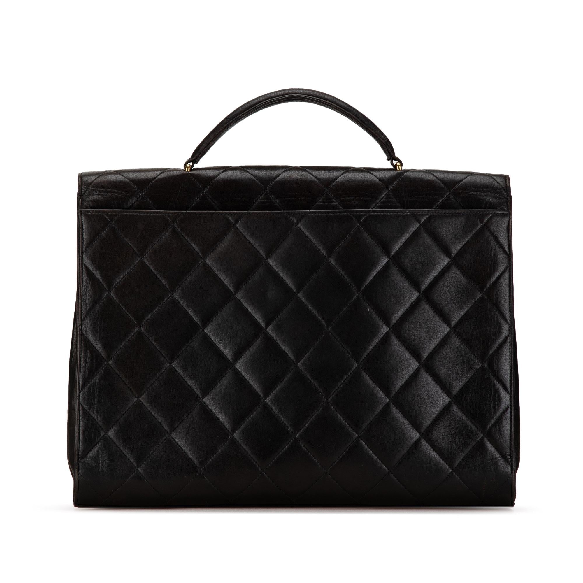 Chanel CC Quilted Lambskin Flap Briefcase (SHG-q0A6fi)