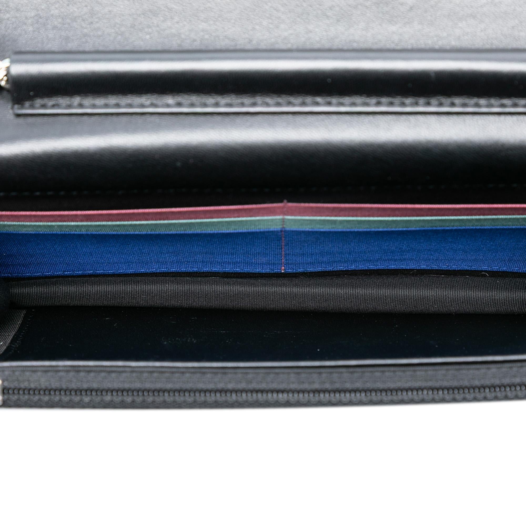 Chanel CC Quilted Lambskin Multicolor Border Full Flap Wallet on Chain