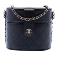 Chanel CC Quilted Lambskin Round Vanity Clutch With Chain
