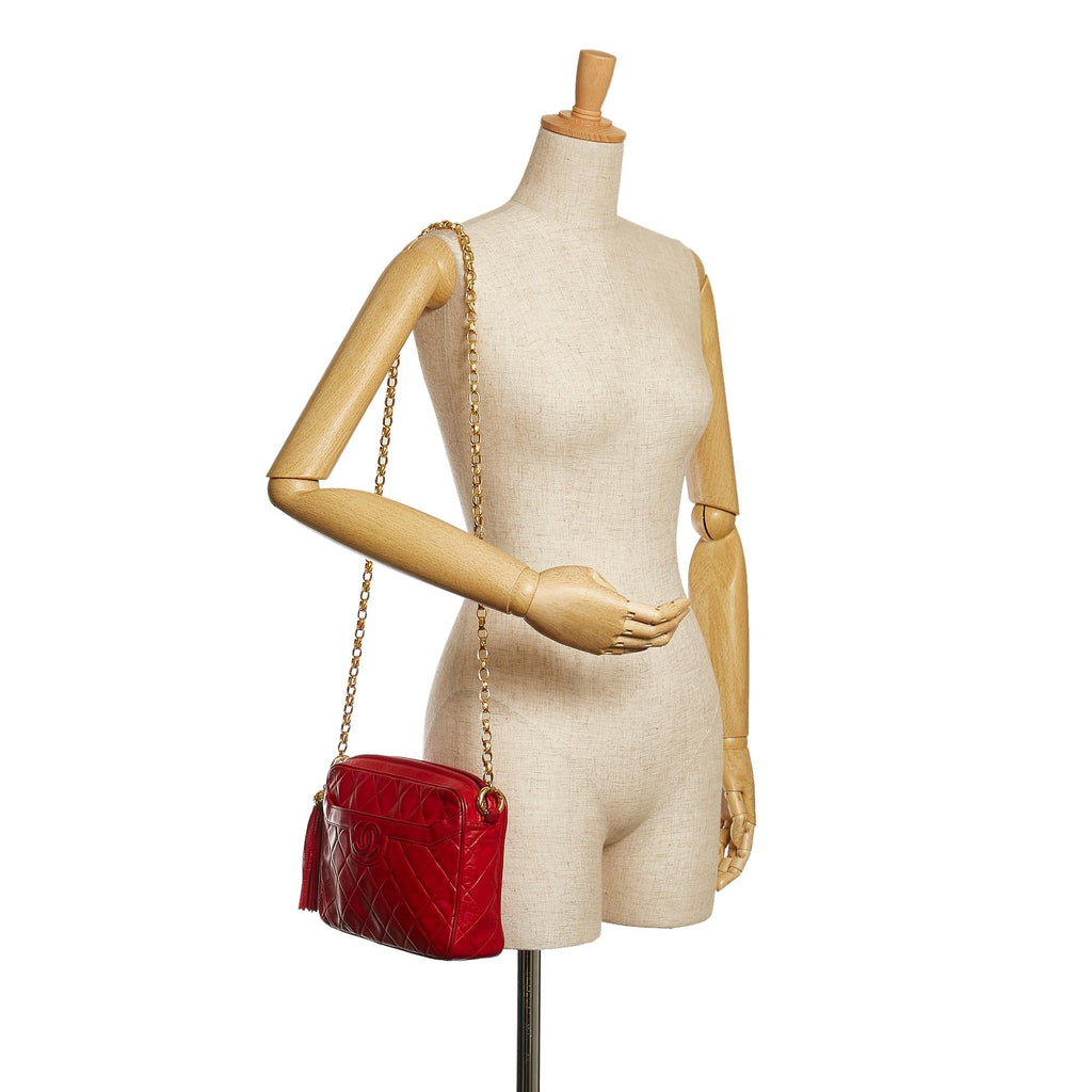 Chanel CC Quilted Lambskin Tassel Crossbody Bag (SHG-4oL2JE)