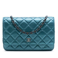 Chanel CC Quilted Metallic Lambskin Wallet On Chain
