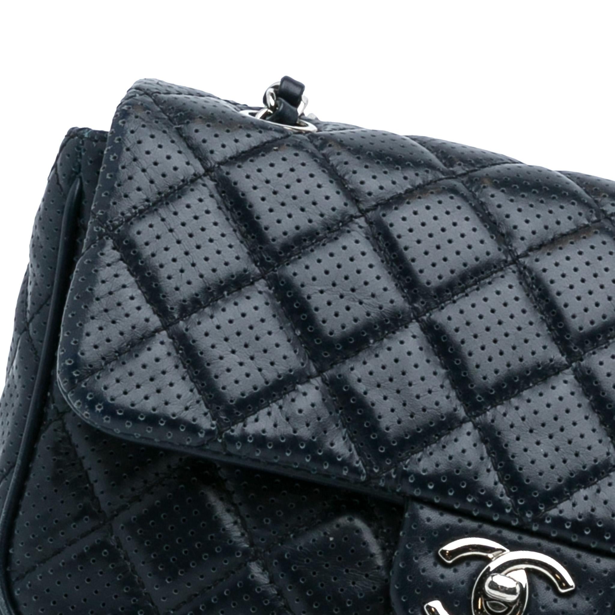 Chanel CC Quilted Perforated Lambskin Single Flap