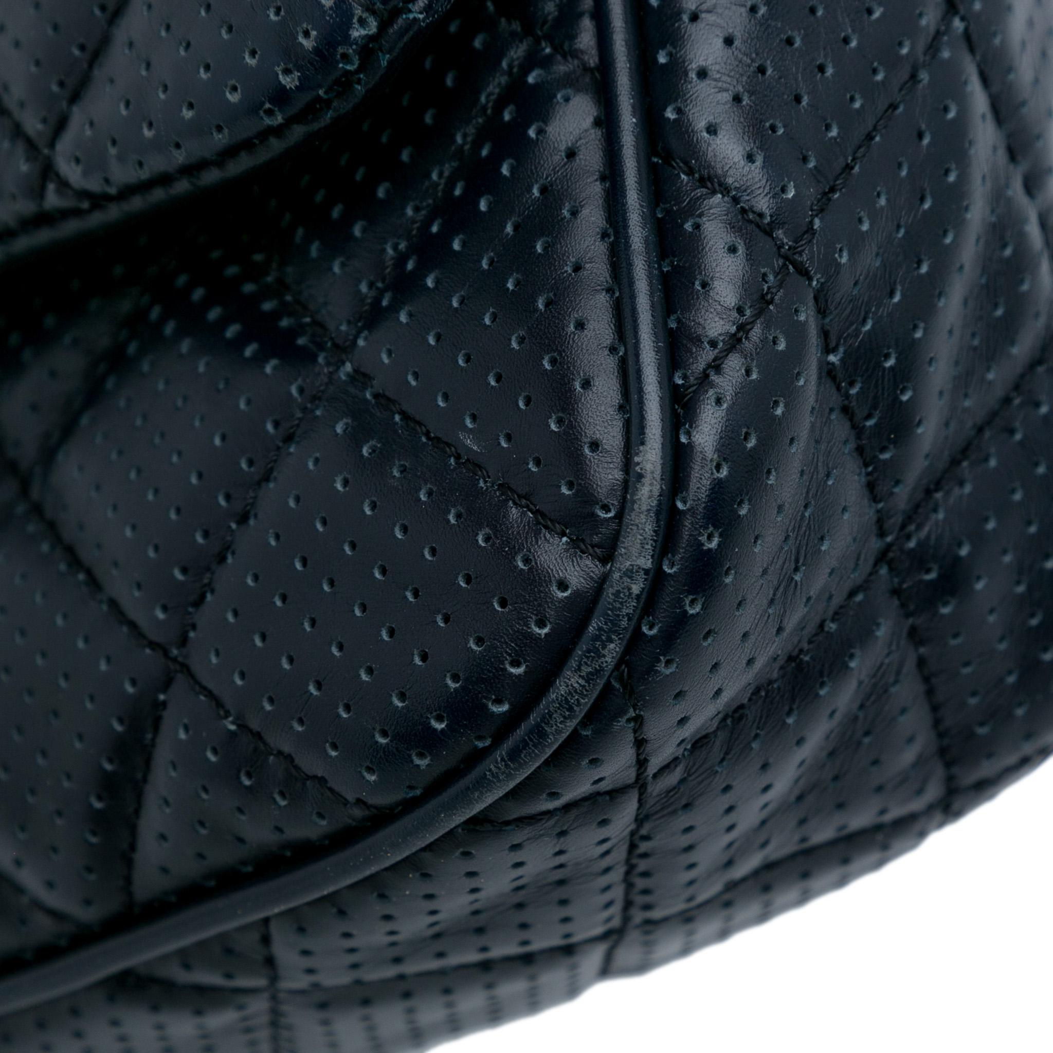 Chanel CC Quilted Perforated Lambskin Single Flap