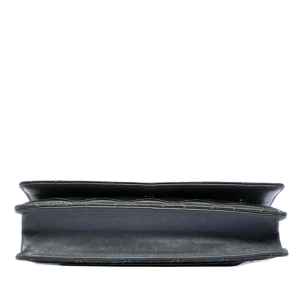 Chanel CC Quilted Striated Metallic Patent Wallet on Chain