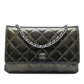 Chanel CC Quilted Striated Metallic Patent Wallet on Chain