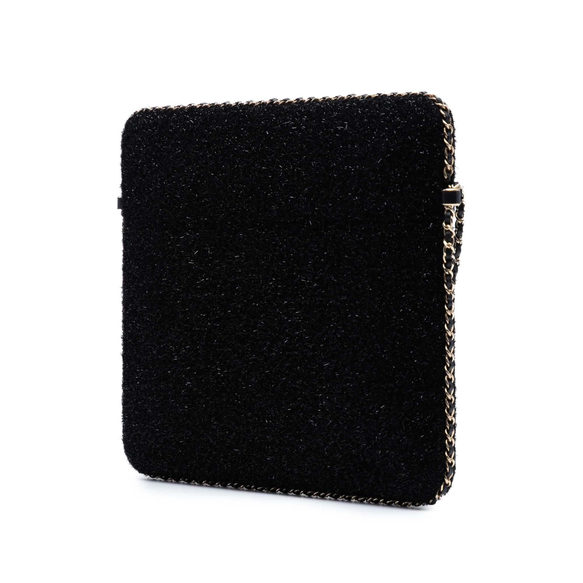Chanel CC Tweed Chain Around Tablet Holder Crossbody