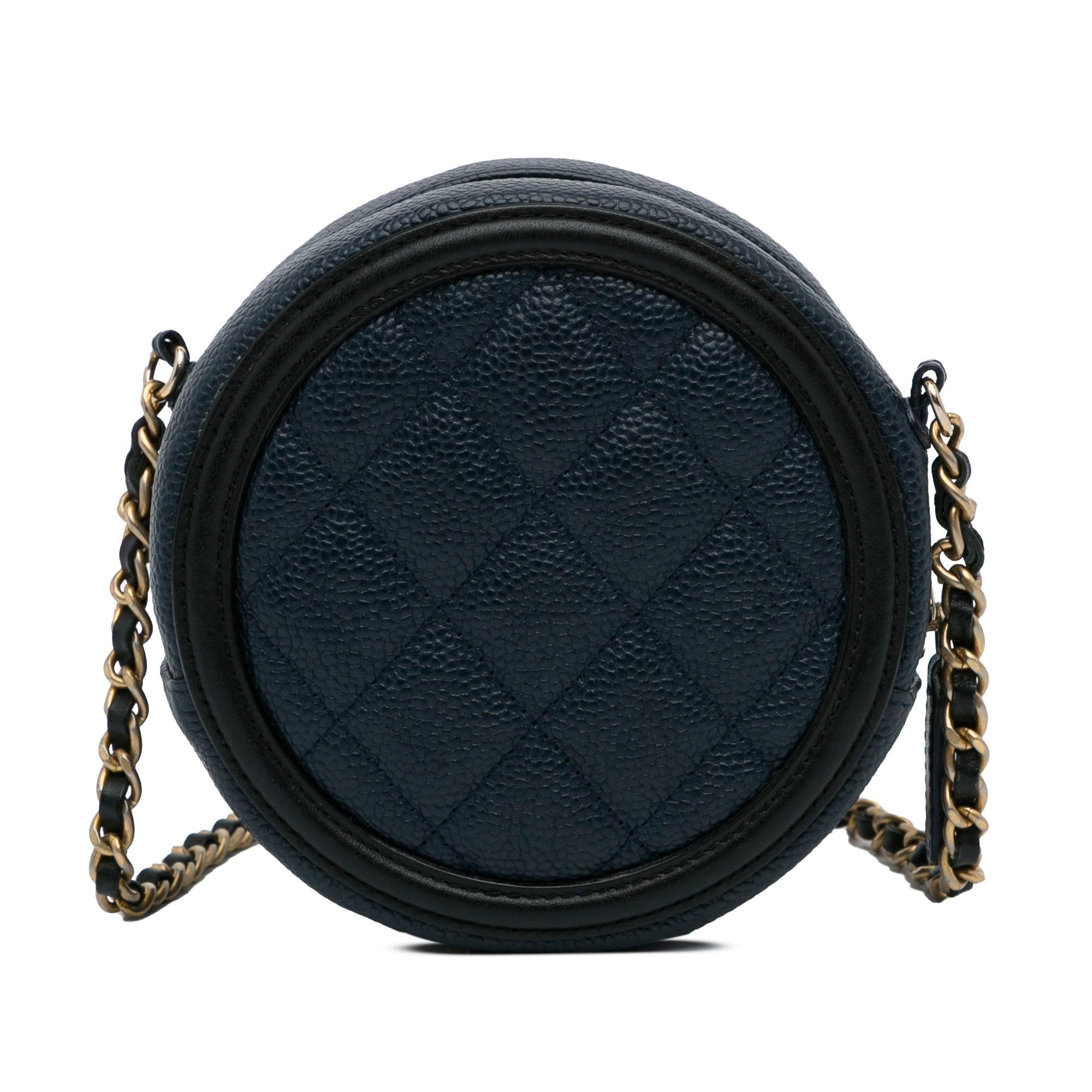 Chanel Caviar CC Filigree Round Crossbody Bag (SHG-ai93Fn)