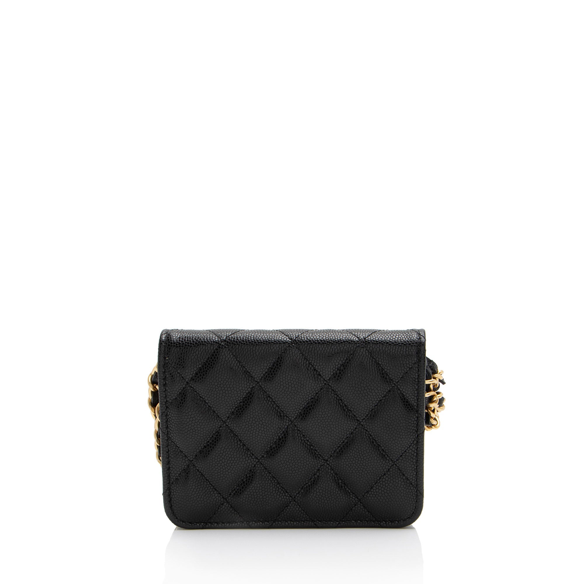 Chanel Caviar Leather Twist You Buttons Chain Belt Bag