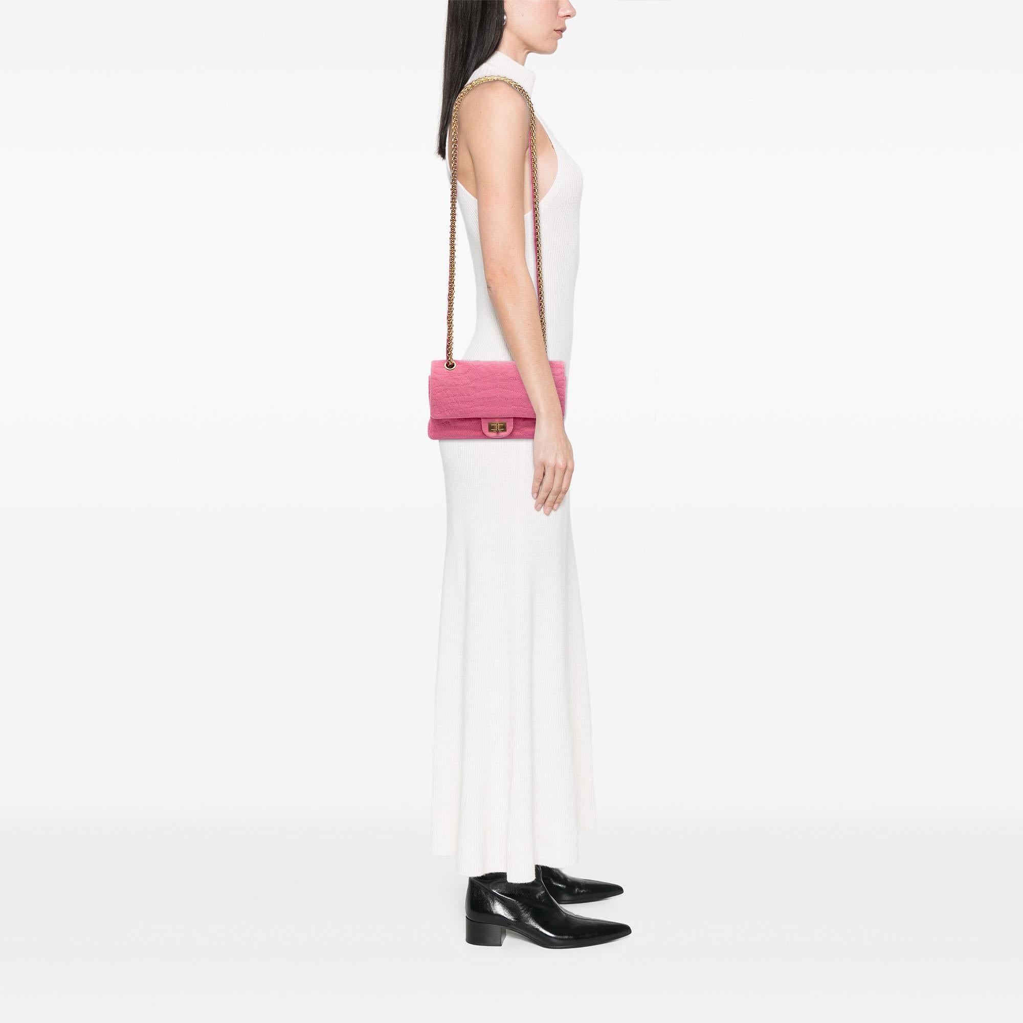 Chanel Croc Quilted Jersey Reissue 2.55 Double Flap 225