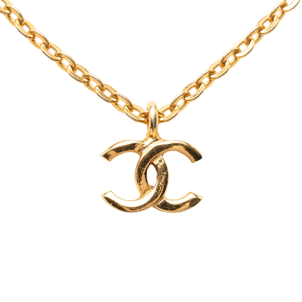 Chanel Gold Plated CC Pendant Necklace