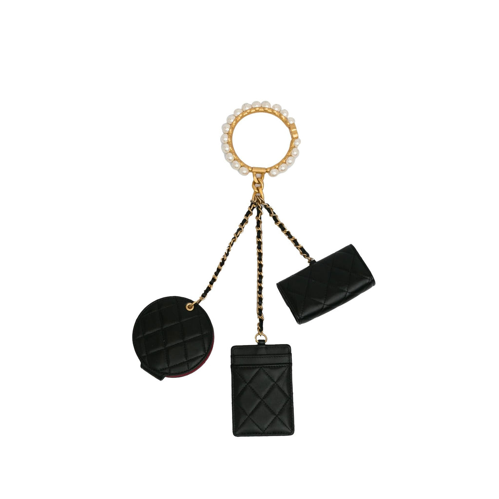 Chanel Lambskin Pearl Crown CC Wristlet Multi Pouches (SHG-ZnqXOL)