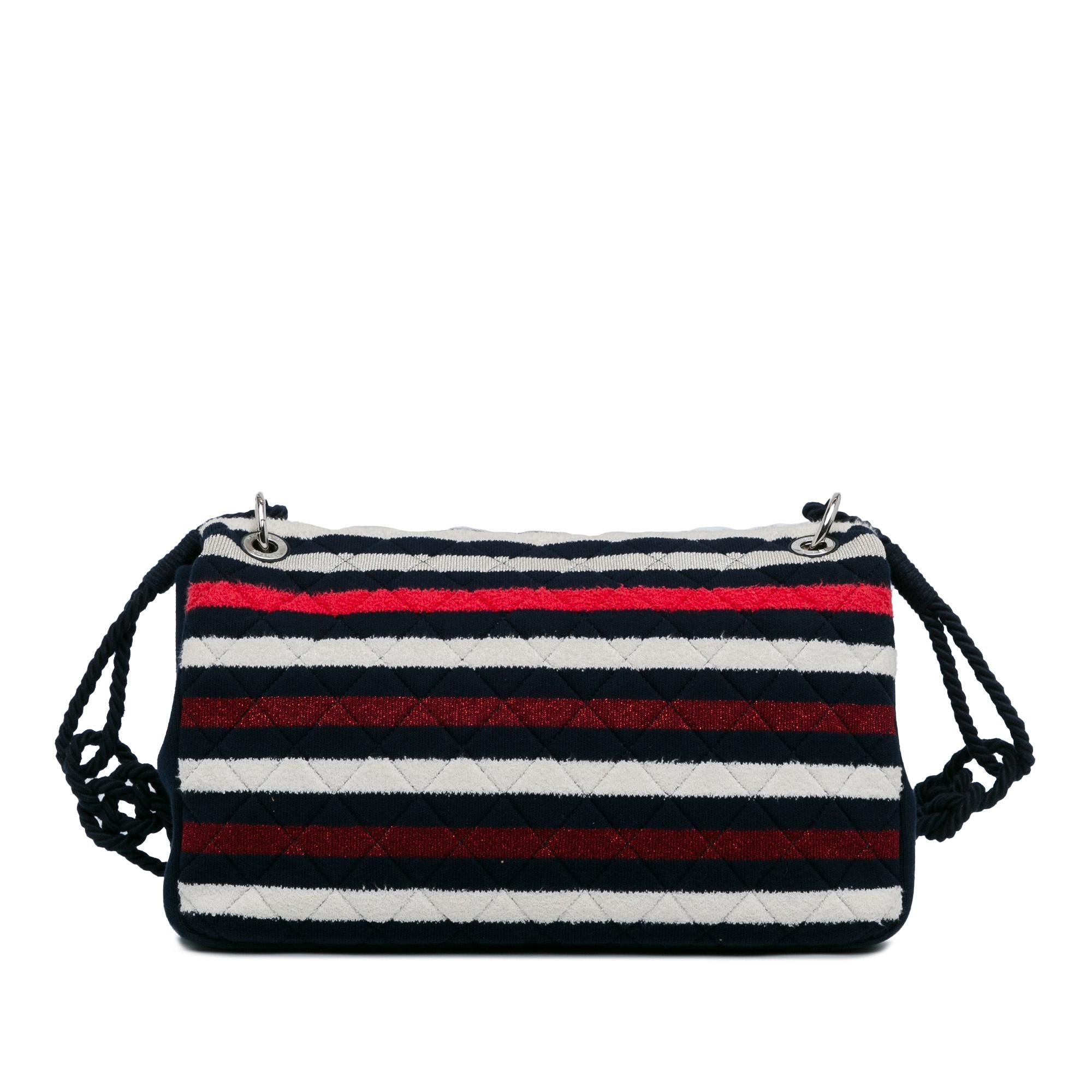 Chanel Maxi Multicolor Stripe Jersey Rope Flap