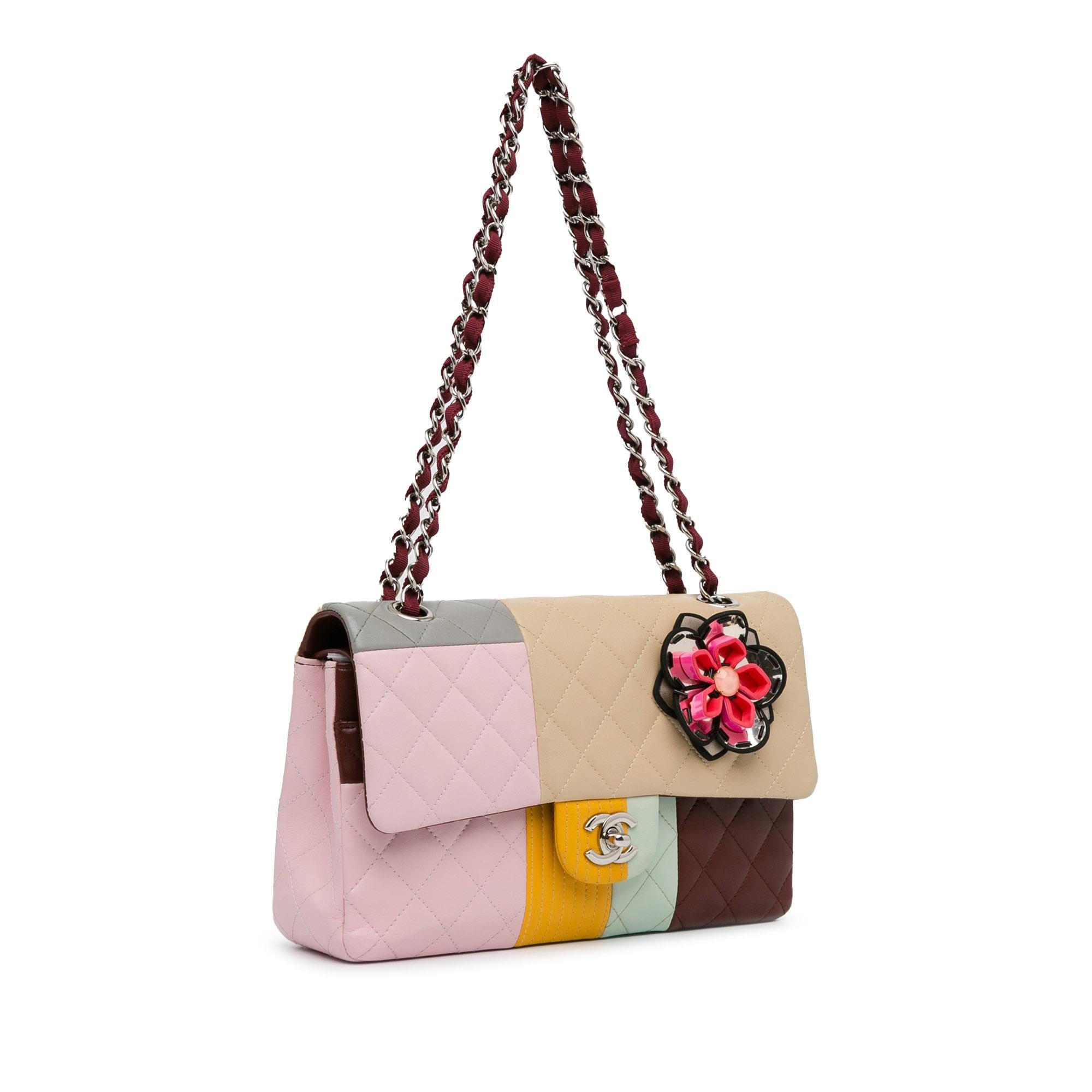 Chanel Medium Classic Color Block Lambskin Flower Double Flap (SHG-4vq8ym)