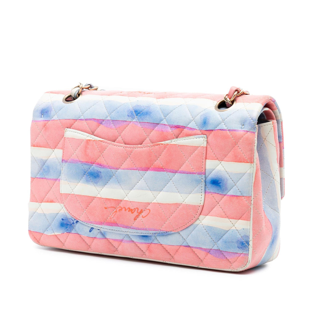 Chanel Medium Classic Printed Lambskin Watercolor Double Flap