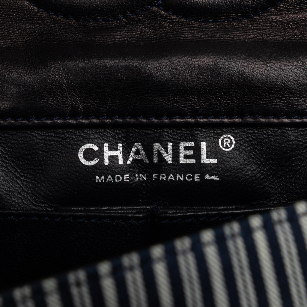 Chanel Medium Cotton Striped Double Flap (SHG-TDyWsX)
