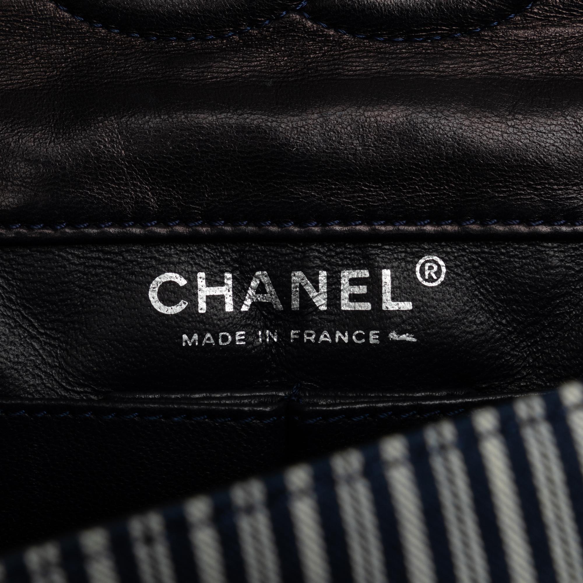 Chanel Medium Cotton Striped Double Flap (SHG-TDyWsX)