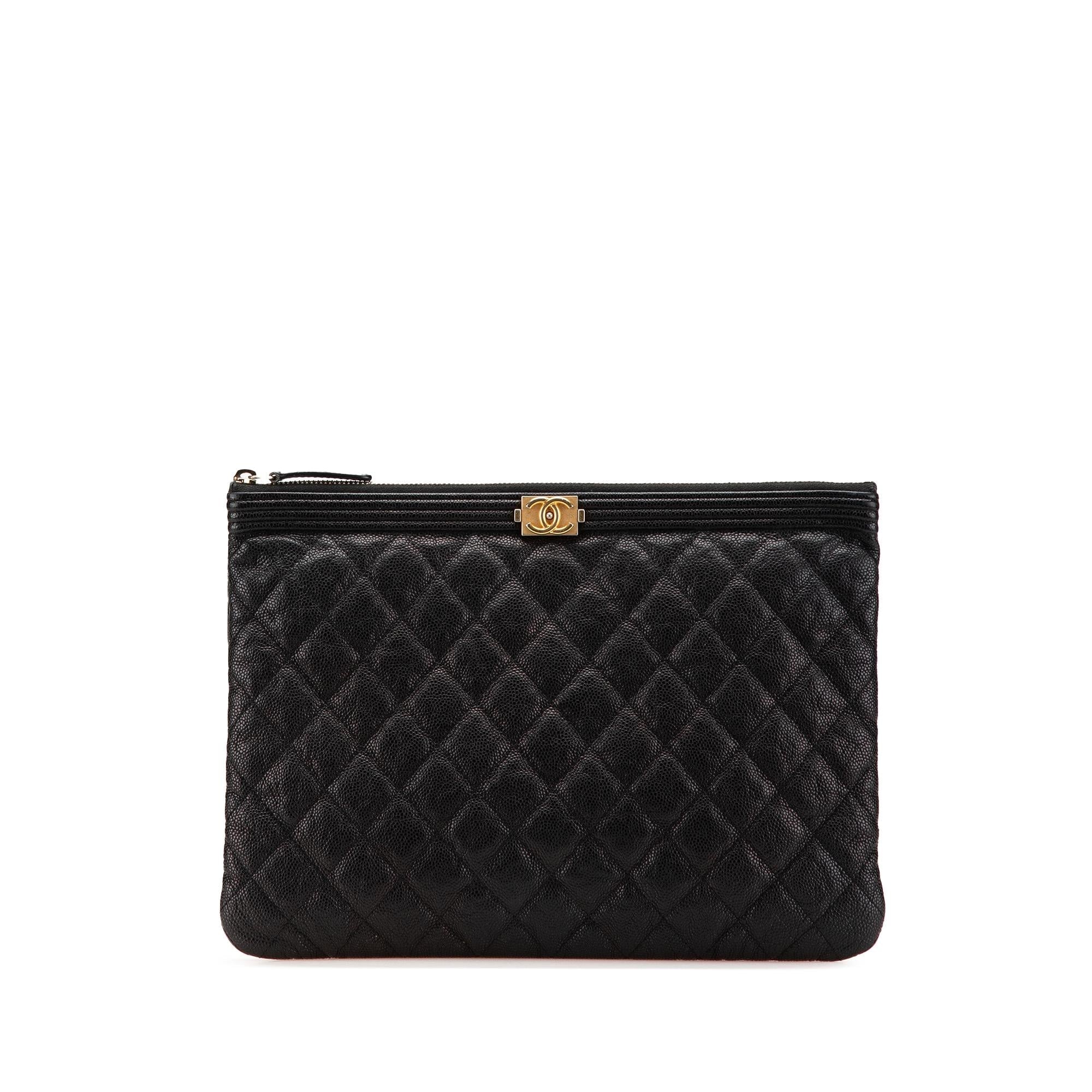 Chanel Medium Quilted Caviar Boy O Case Clutch