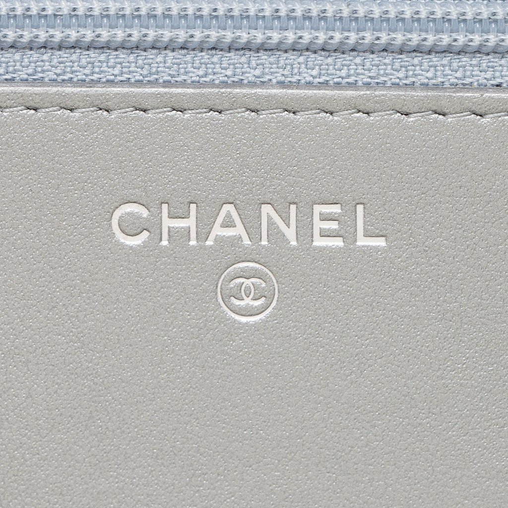 Chanel Metallic Lambskin Written In Chain Wallet on Chain