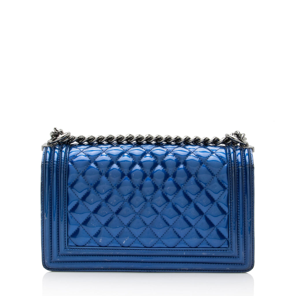 Chanel Metallic Patent Leather Old Medium Boy Bag