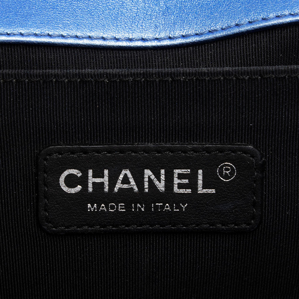 Chanel Metallic Patent Leather Old Medium Boy Bag