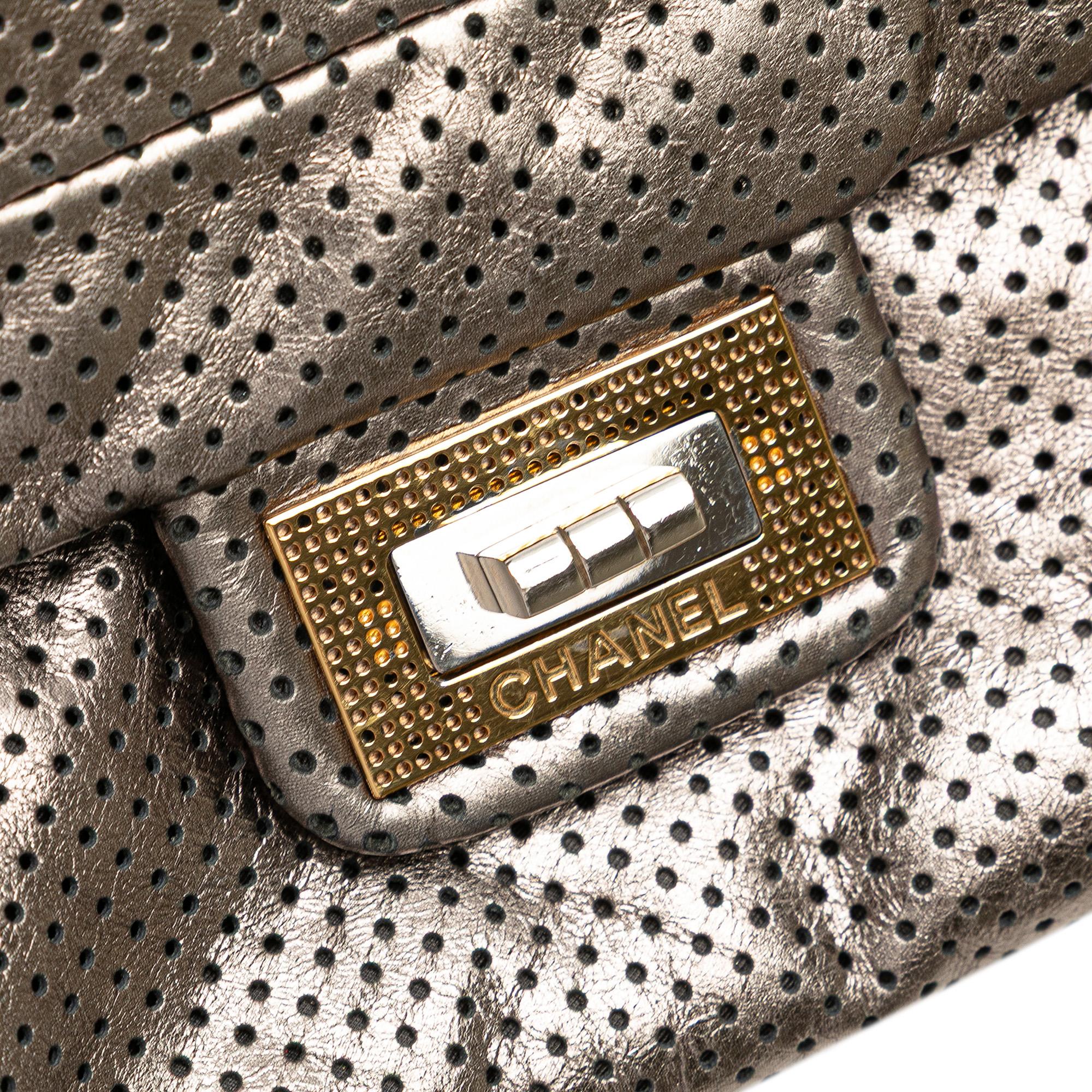 Chanel Metallic Perforated Calfskin Drill Accordion Flap