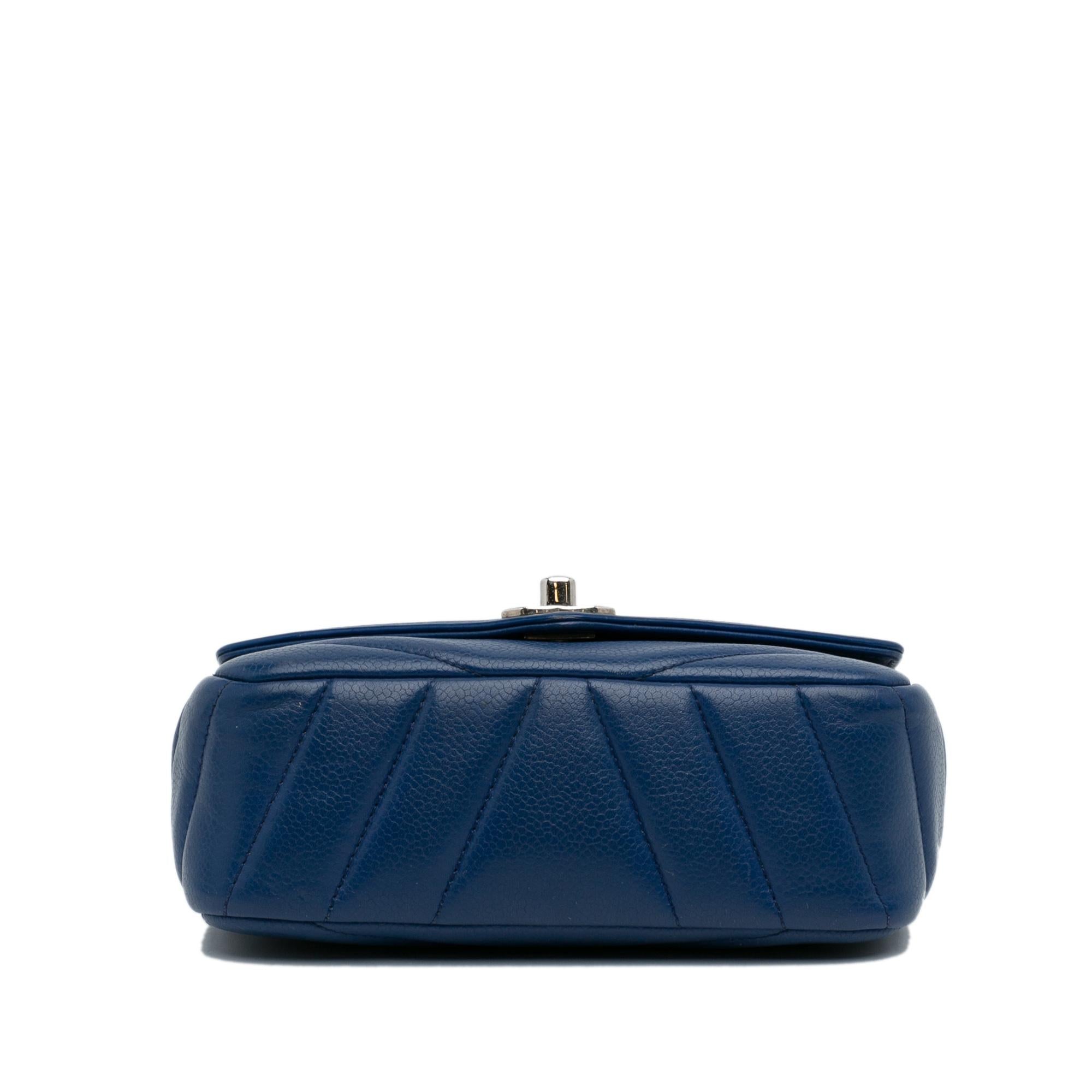 Chanel Mini Caviar Chevron Data Center Envelope Flap Bag