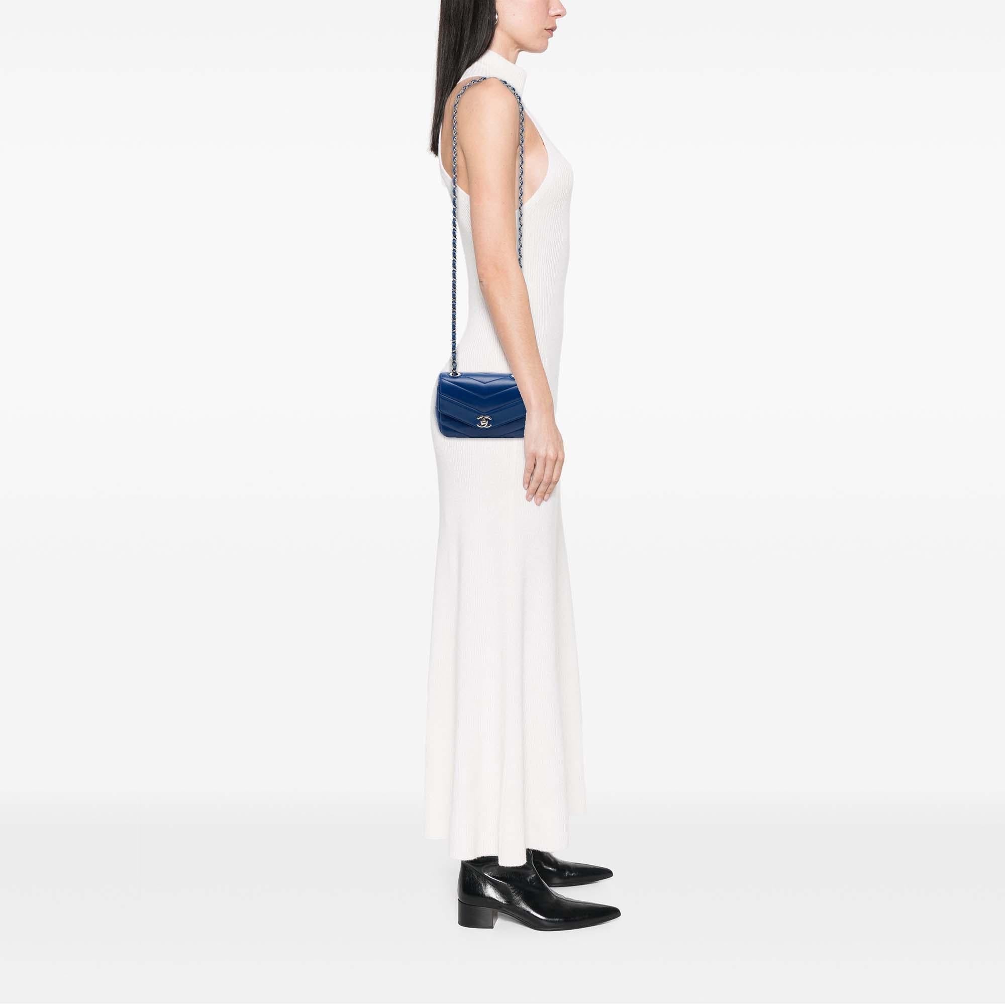 Chanel Mini Caviar Chevron Data Center Envelope Flap