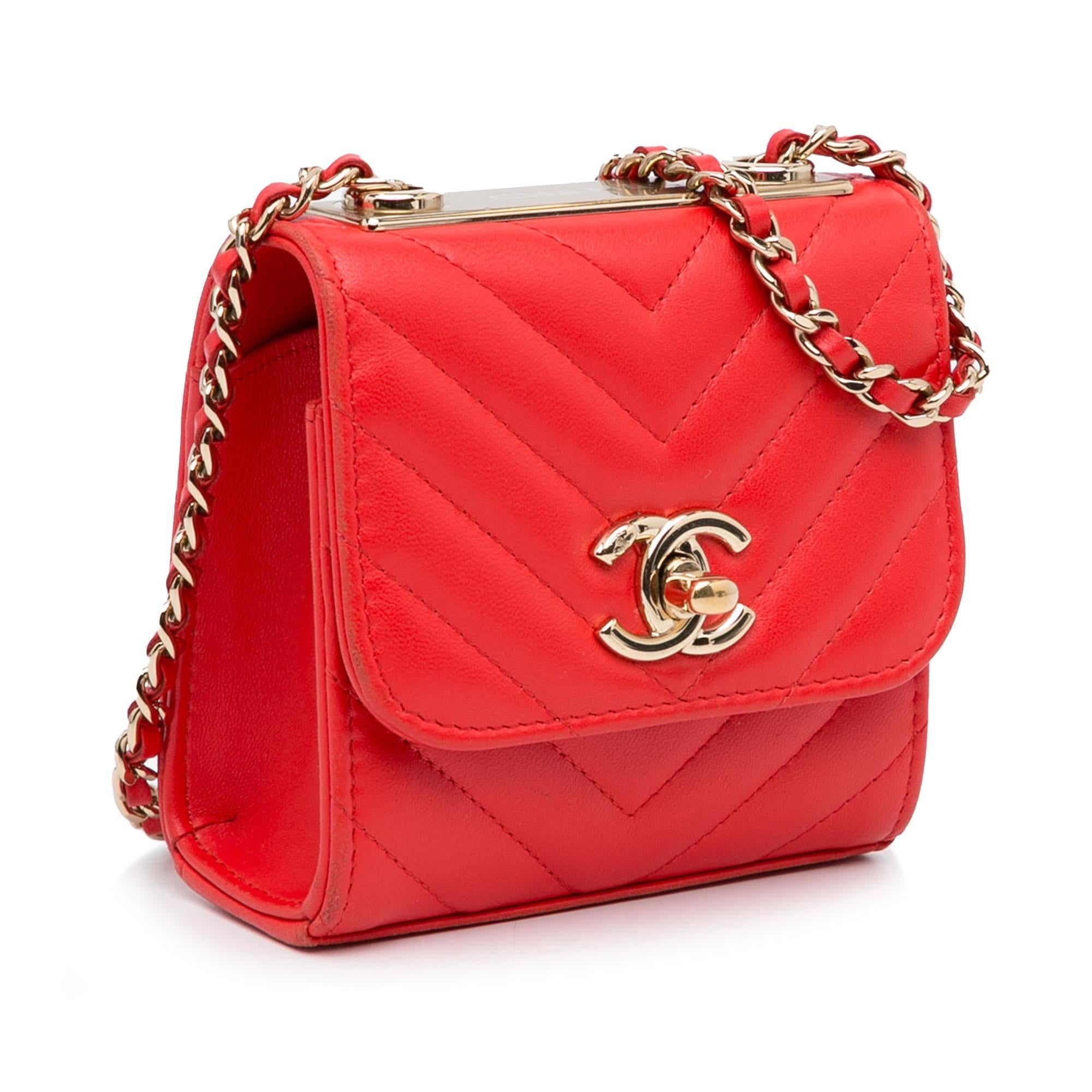 Chanel Mini Chevron Lambskin Trendy CC Chain Wallet (SHG-vfIIgX)