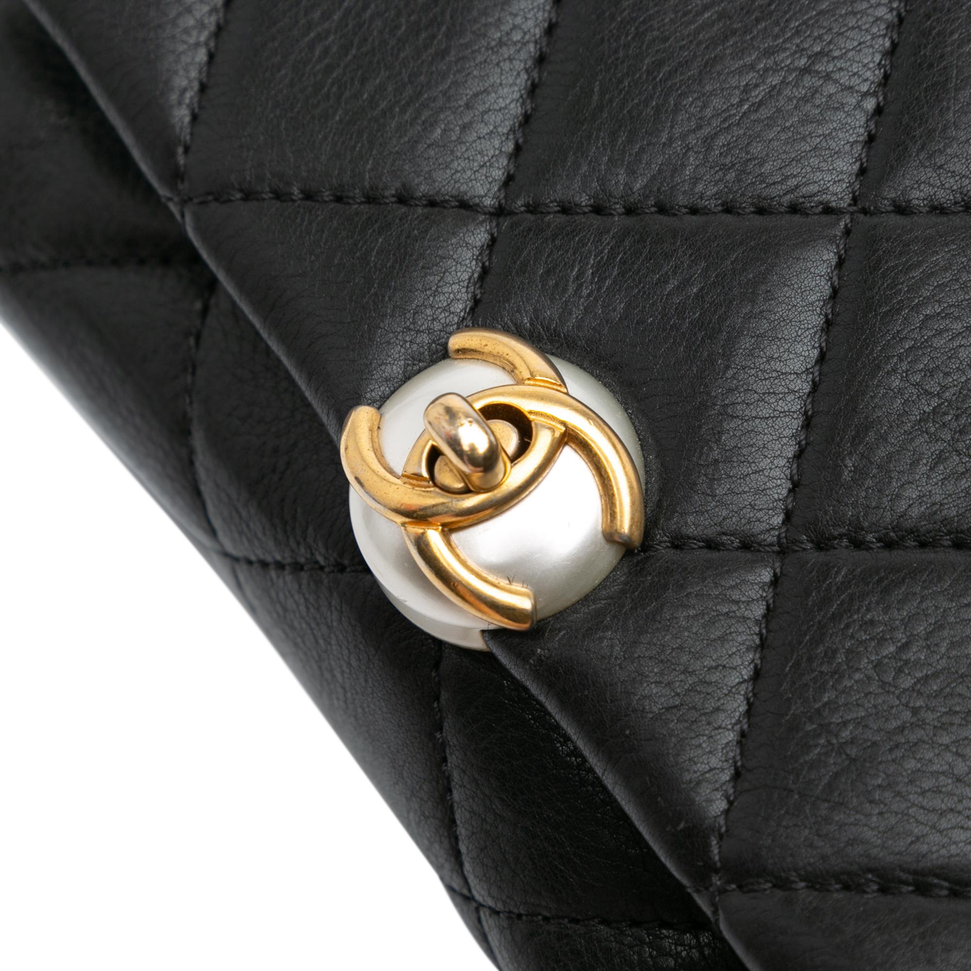 Chanel Mini Quilted Calfskin Pearl CC Accordion Flap