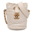 Chanel Mini Quilted Caviar Twist Your Buttons Drawstring Bucket Bag