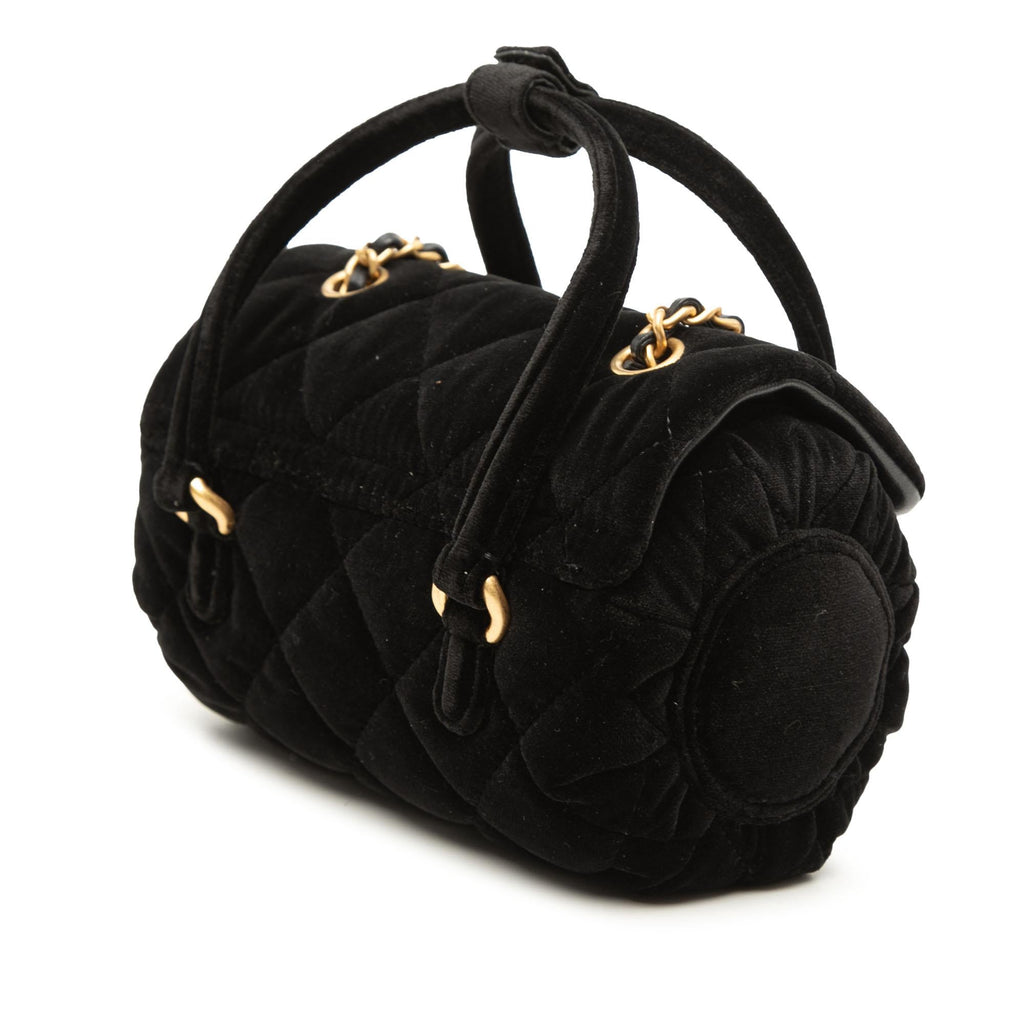 Chanel Mini Quilted Velvet Top Handle Flap