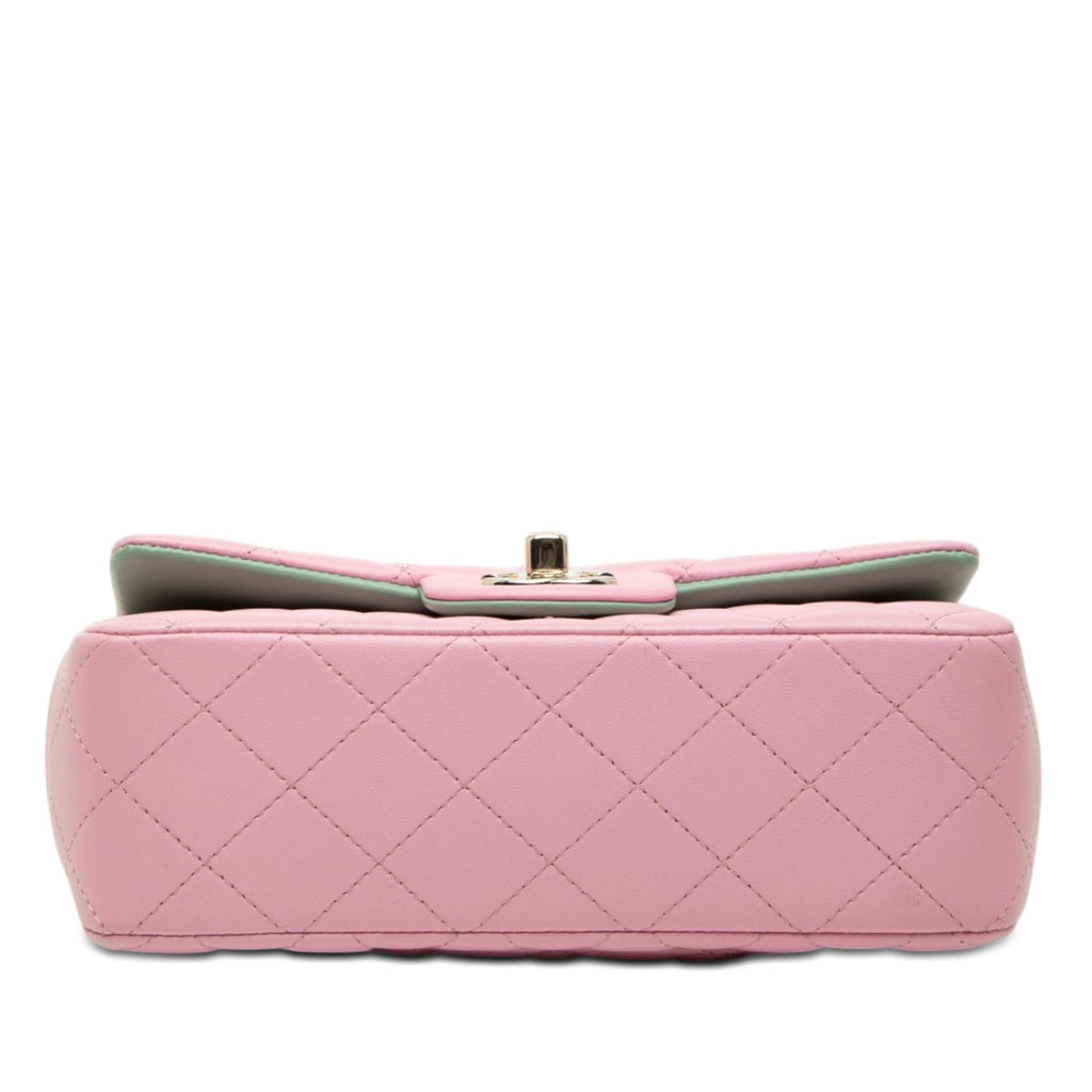 Chanel Mini Rectangular Bicolor Quilted Lambskin Top Handle Flap
