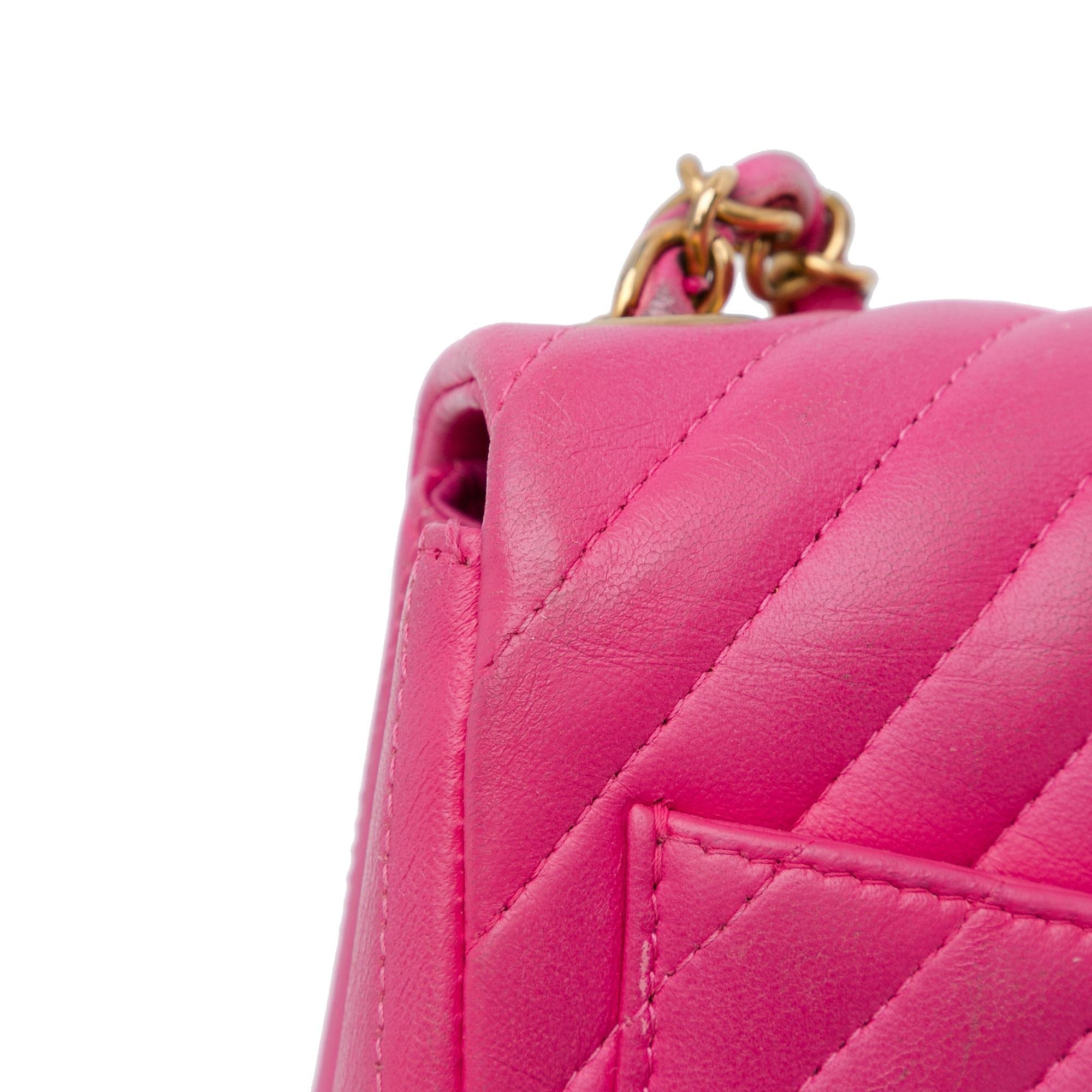 Chanel Mini Square Classic Lambskin Chevron Flap