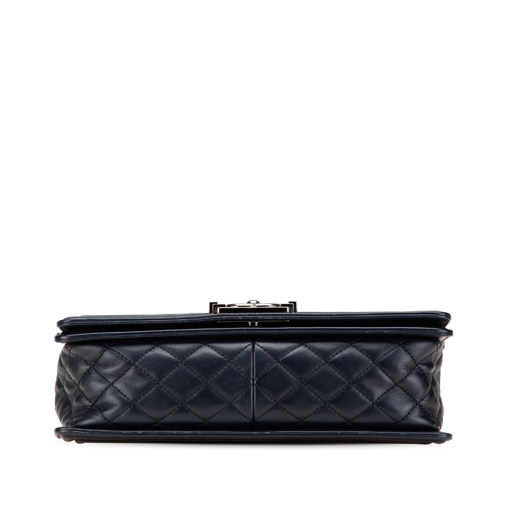Chanel Old Medium Chevron and Diamond Quilted Lambskin Boy Flap
