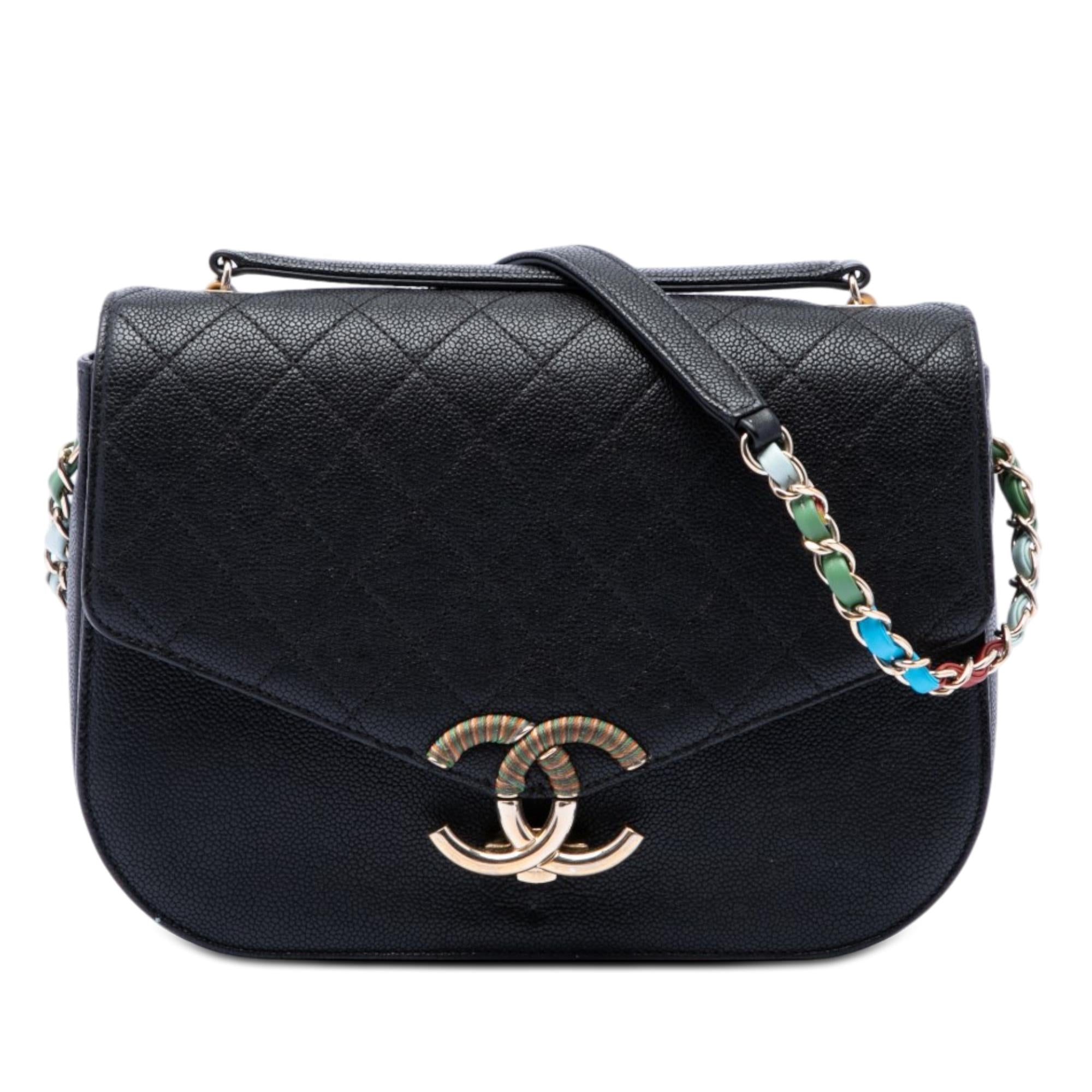 Chanel Paris Cuba Medium Quilted Caviar Thread Around Flap