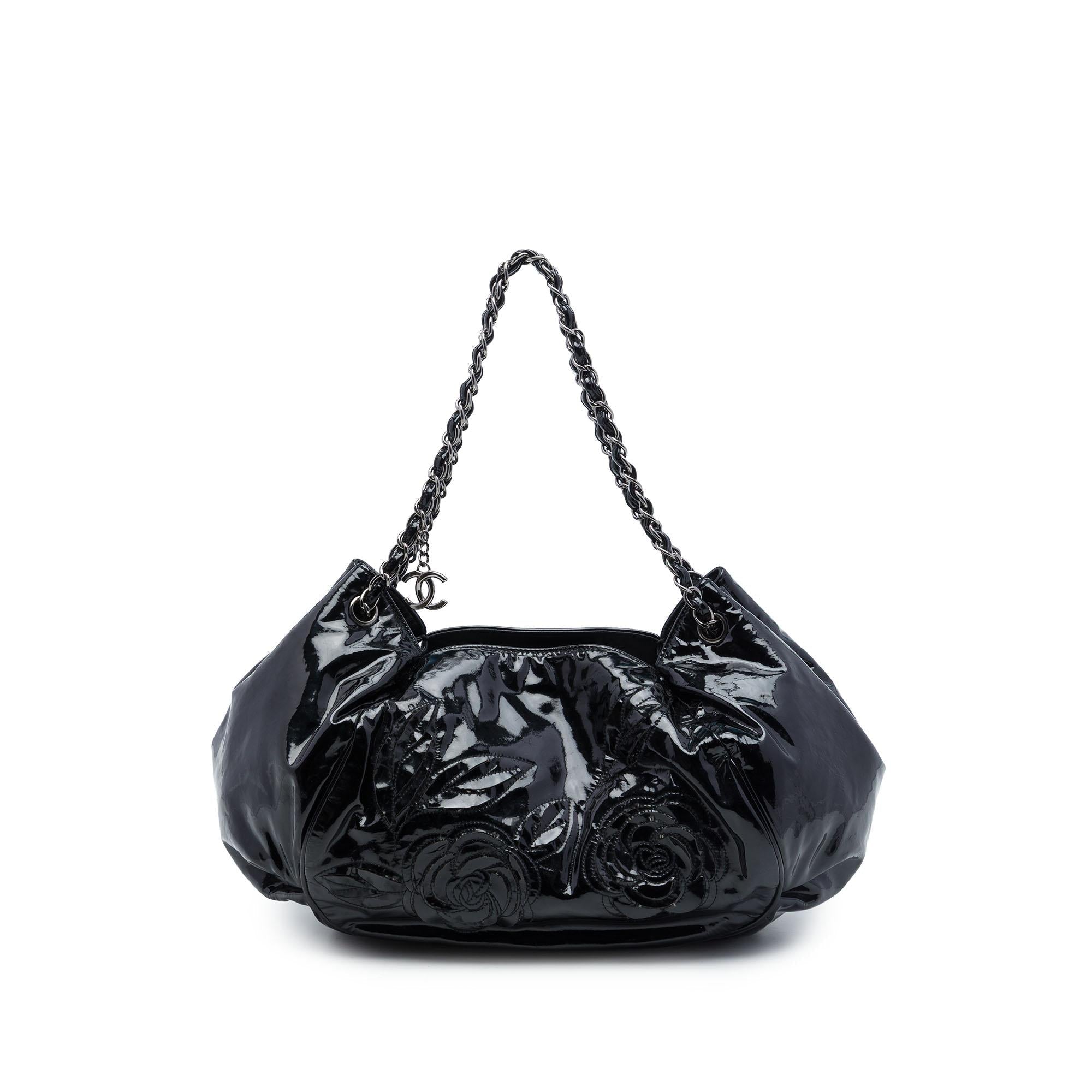Chanel Patent Accordion Camellia Tote