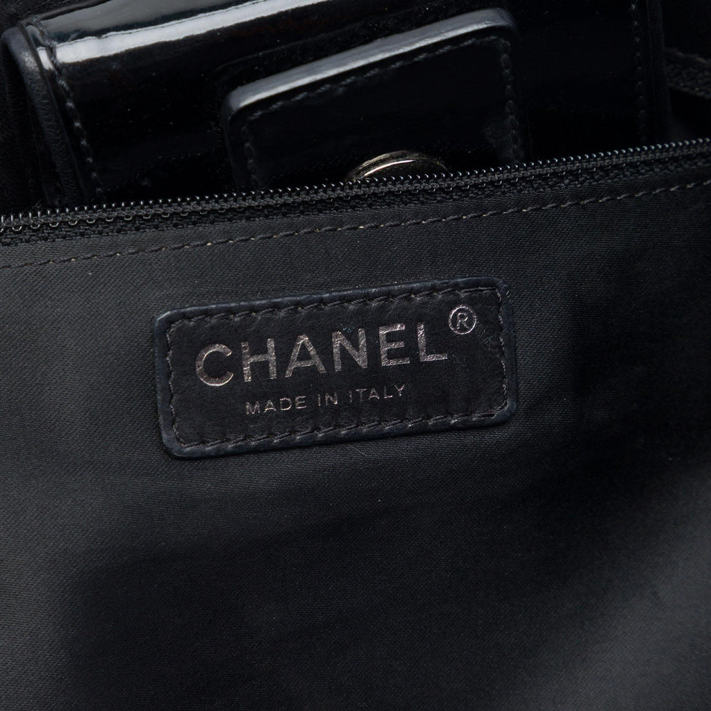 Chanel Patent Accordion Camellia Tote