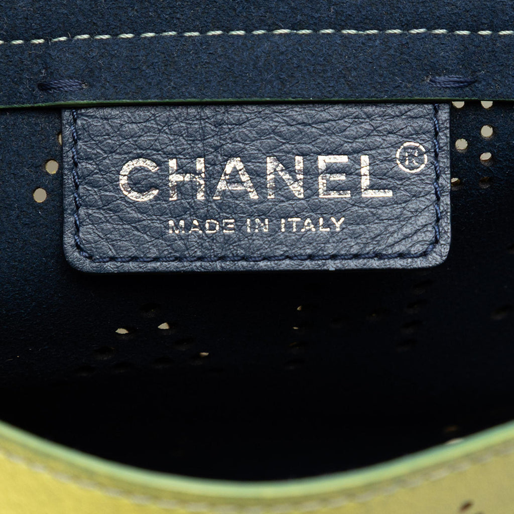 Chanel Perforated Calfskin Logo Eyelet Flap